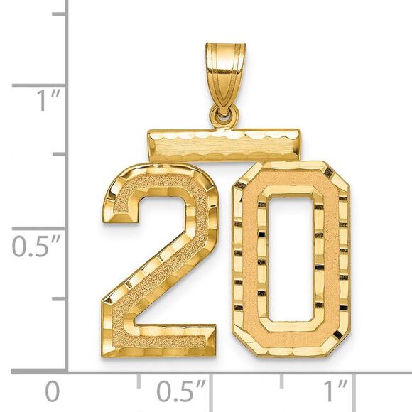 14k Yellow Gold, Varsity Collection, Large D/C Pendant Number 20 - Picture 2 of 3